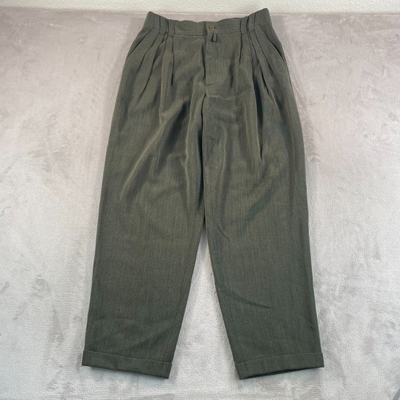 Vintage Gianni Versace Trouser Pants Men US 33x32 EU 50‎ Green 100% Wool Italy